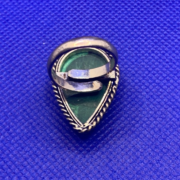 Comfort Curl ADJUSTABLE Genuine Fab Green Malachite Ring! .925 Sterling Overlay - Picture 16 of 16